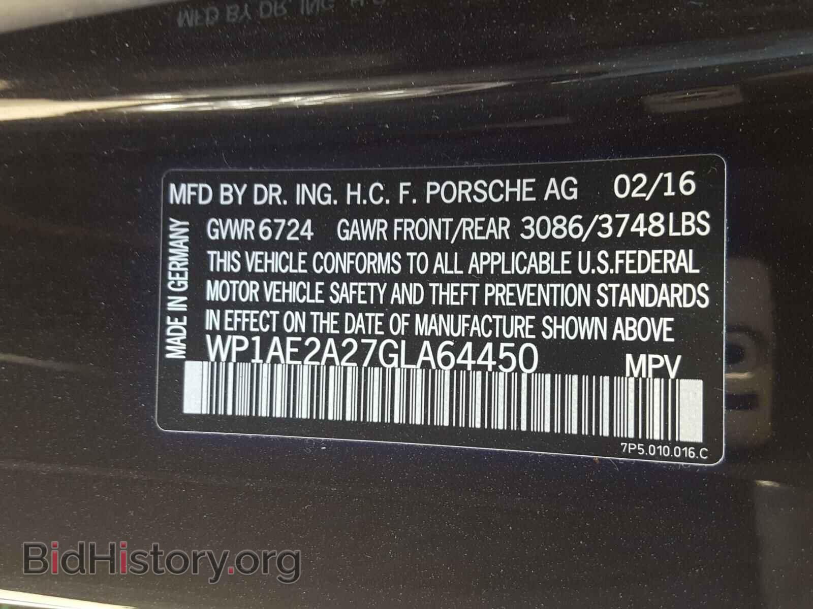 2016 PORSCHE CAYENNE - VIN: WP1AE2A27GLA64450 - Фото 10
