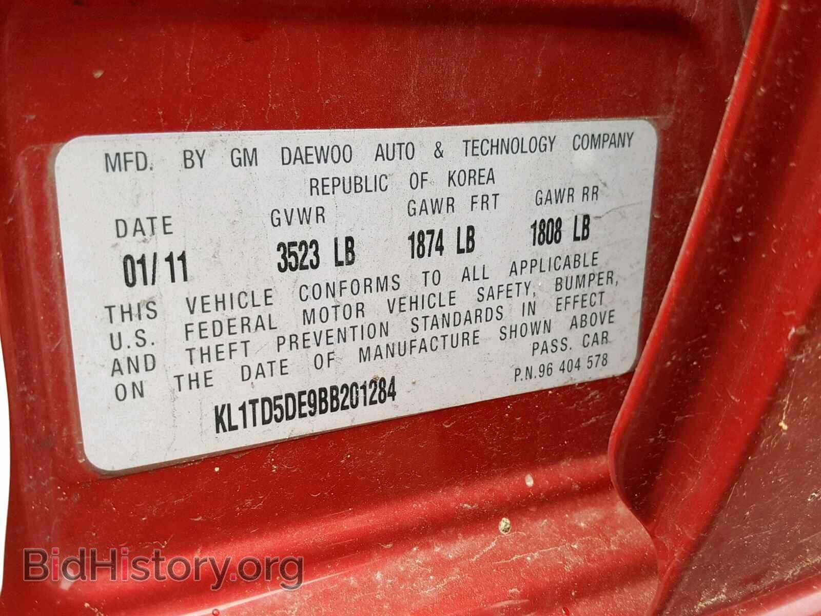 2011 CHEVROLET AVEO - VIN: KL1TD5DE9BB201284 - Фото 10