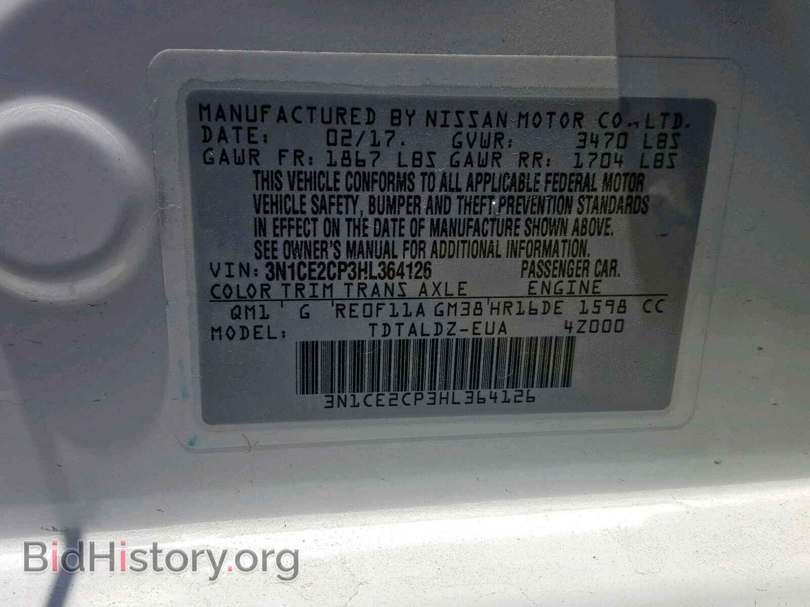2017 NISSAN VERSA - VIN: 3N1CE2CP3HL364126 - Photo 10