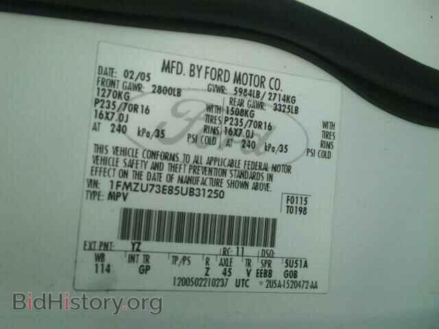 2005 FORD EXPLORER - VIN: 1FMZU73E85UB31250 - Фото 9