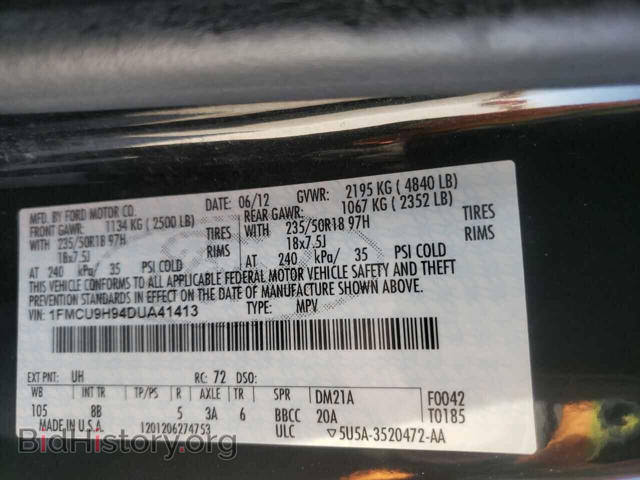 2013 FORD ESCAPE - VIN: 1FMCU9H94DUA41413 - Фото 13