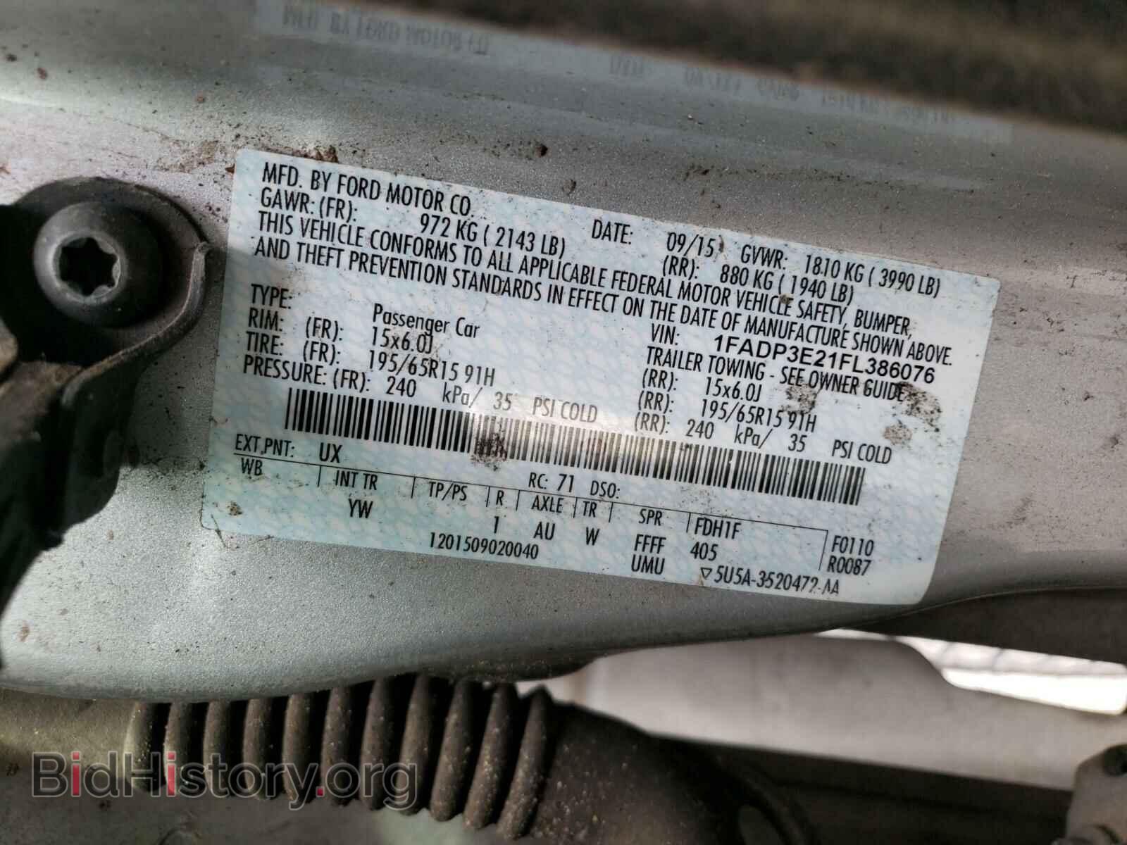 2015 FORD FOCUS - VIN: 1FADP3E21FL386076 - Фото 10