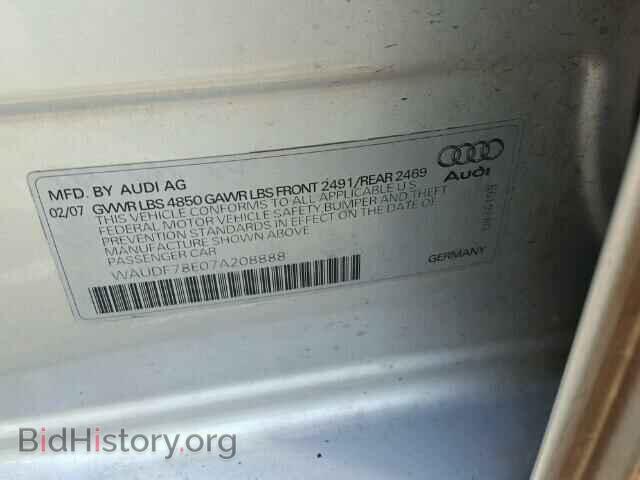 2007 AUDI A4 - VIN: WAUDF78E07A208888 - Фото 10
