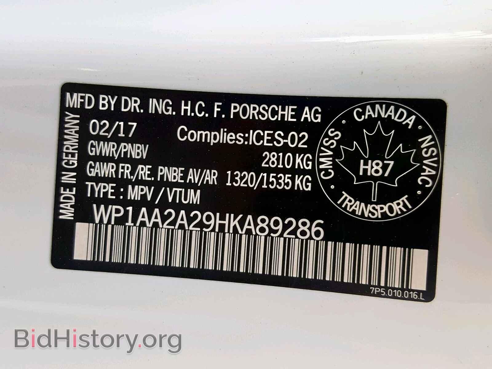 2017 PORSCHE CAYENNE - VIN: WP1AA2A29HKA89286 - Фото 10