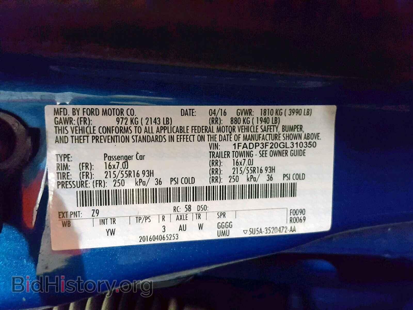 2016 FORD FOCUS SE - VIN: 1FADP3F20GL310350 - Фото 10