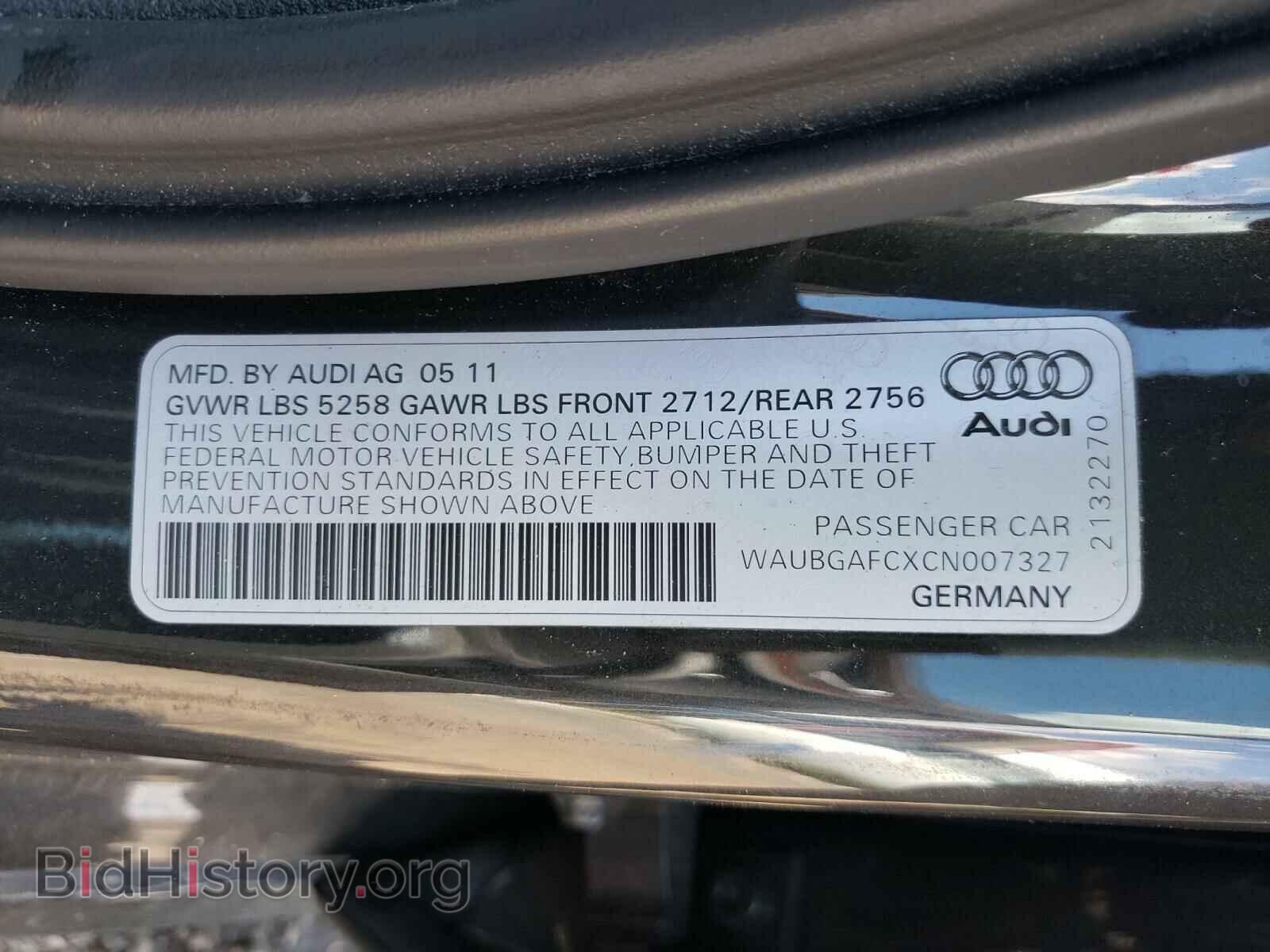 2012 AUDI A6 - VIN: WAUBGAFCXCN007327 - Фото 10