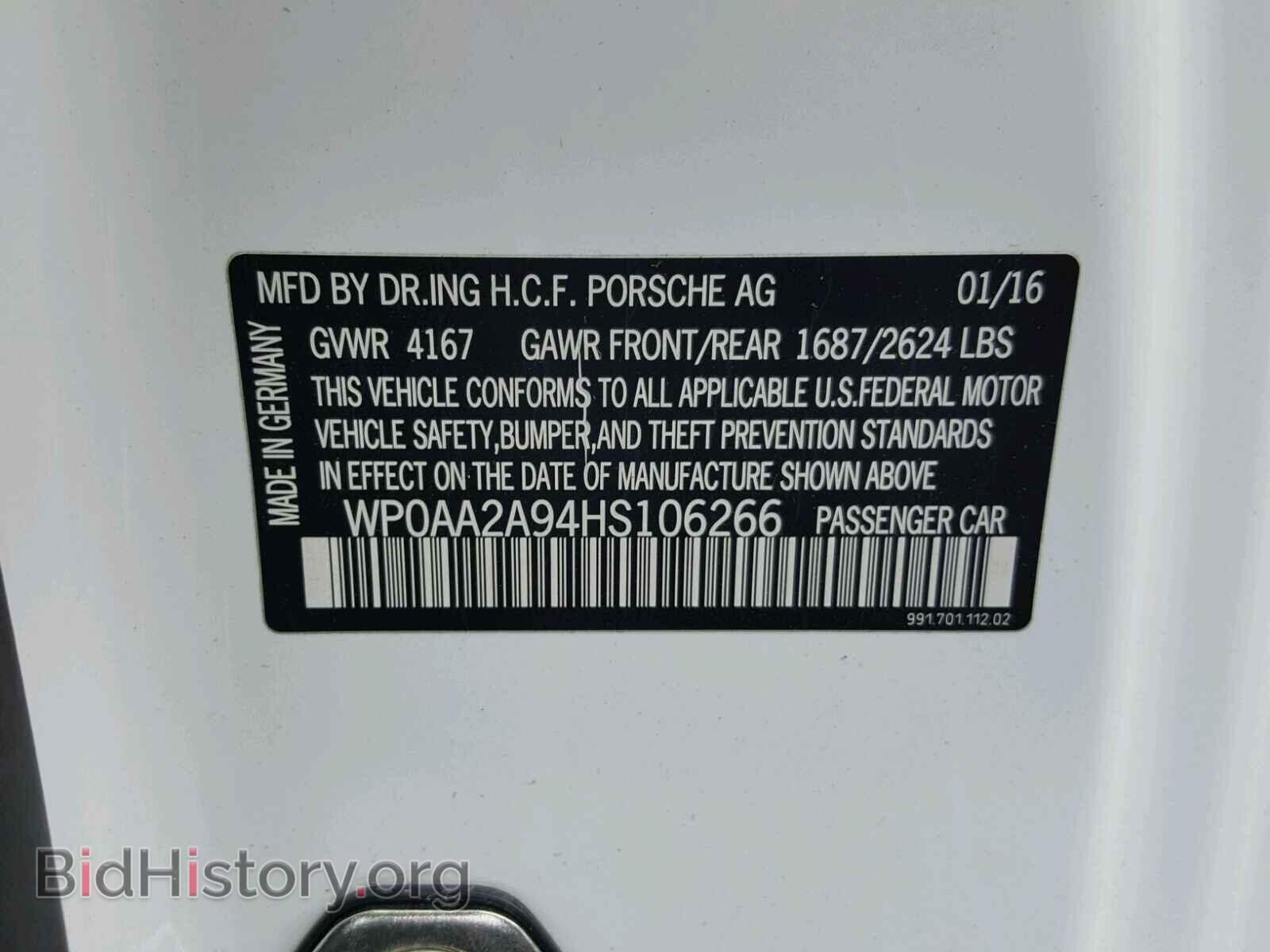 2017 PORSCHE 911 - VIN: WP0AA2A94HS106266 - Фото 10
