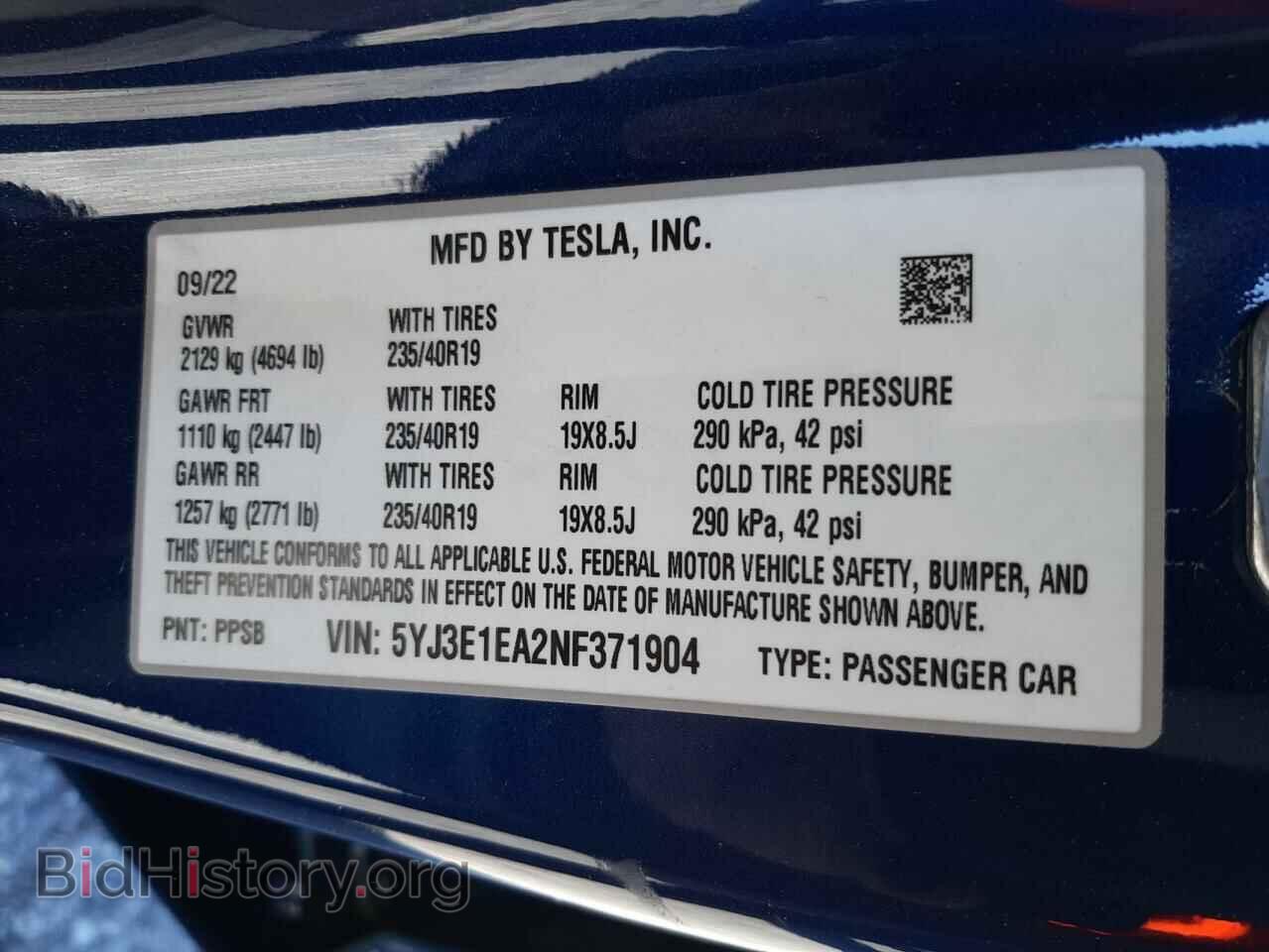 2022 TESLA MODEL 3 - VIN: 5YJ3E1EA2NF371904 - Фото 12