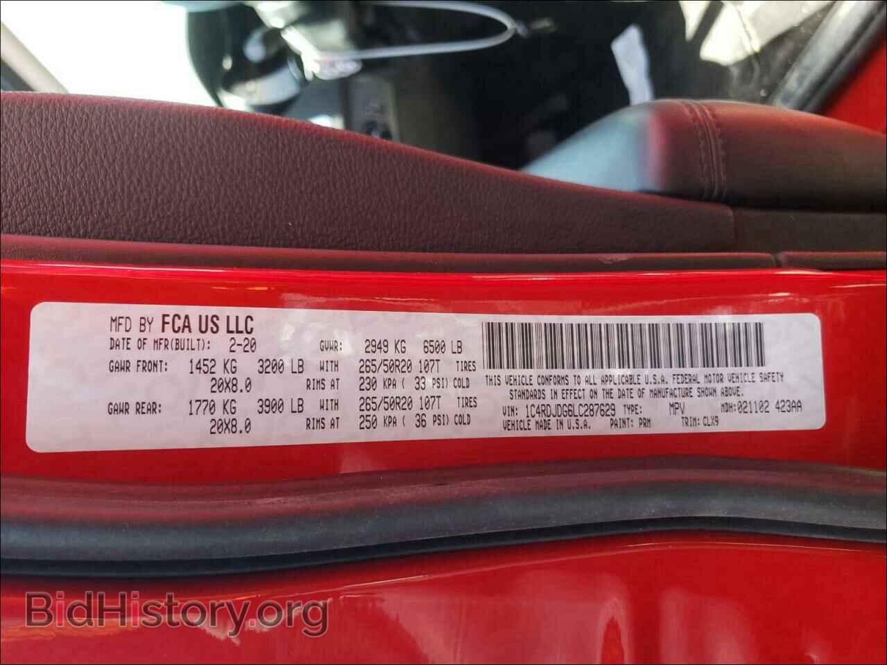 2020 DODGE DURANGO - VIN: 1C4RDJDG6LC287629 - Фото 10