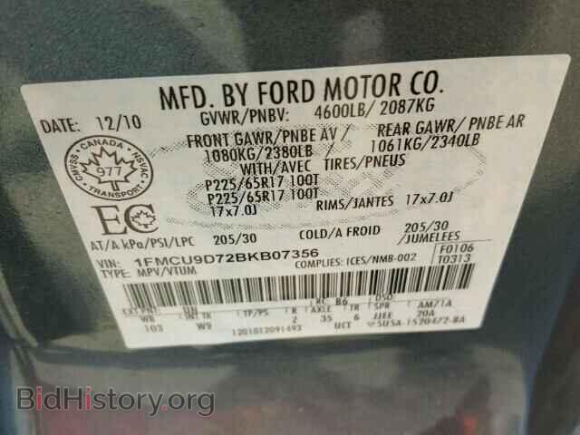 2011 FORD ESCAPE - VIN: 1FMCU9D72BKB07356 - Photo 10
