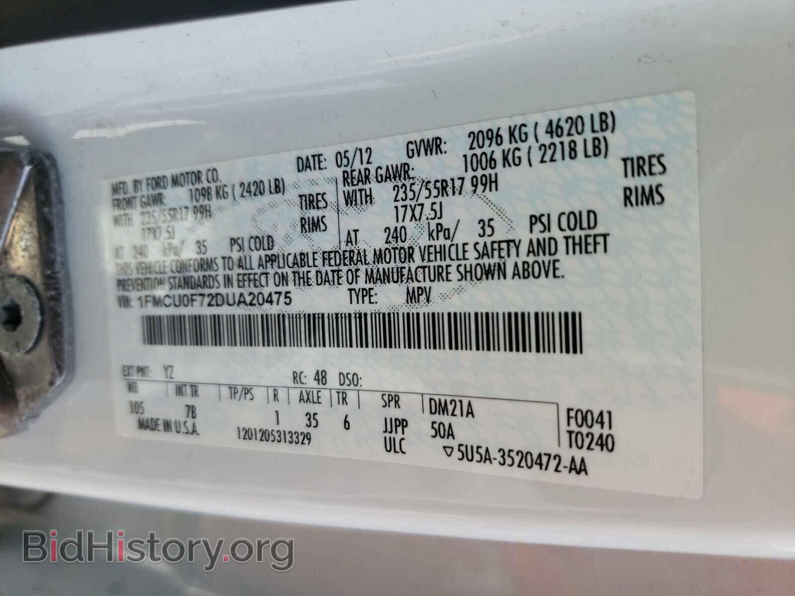 2013 FORD ESCAPE - VIN: 1FMCU0F72DUA20475 - Photo 10