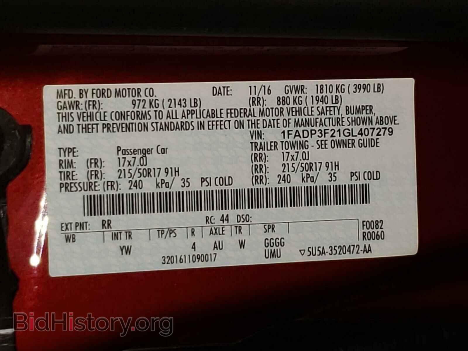 2016 FORD FOCUS - VIN: 1FADP3F21GL407279 - Photo 10