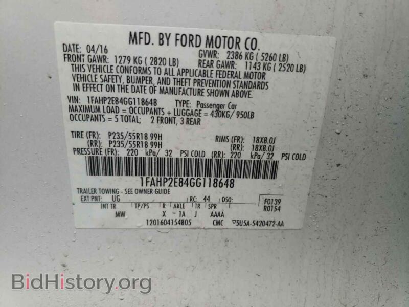 2016 Ford TAURUS (VIN 1FAHP2E84GG118648) — photo 10 of 10