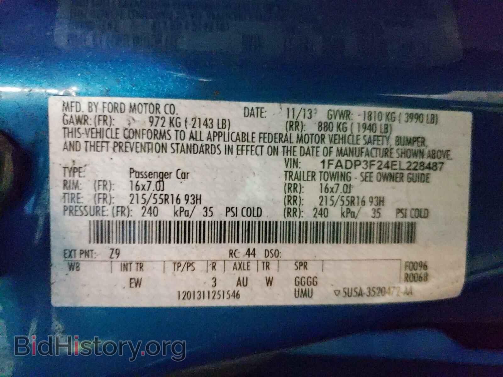 2014 FORD FOCUS - VIN: 1FADP3F24EL228487 - Фото 10