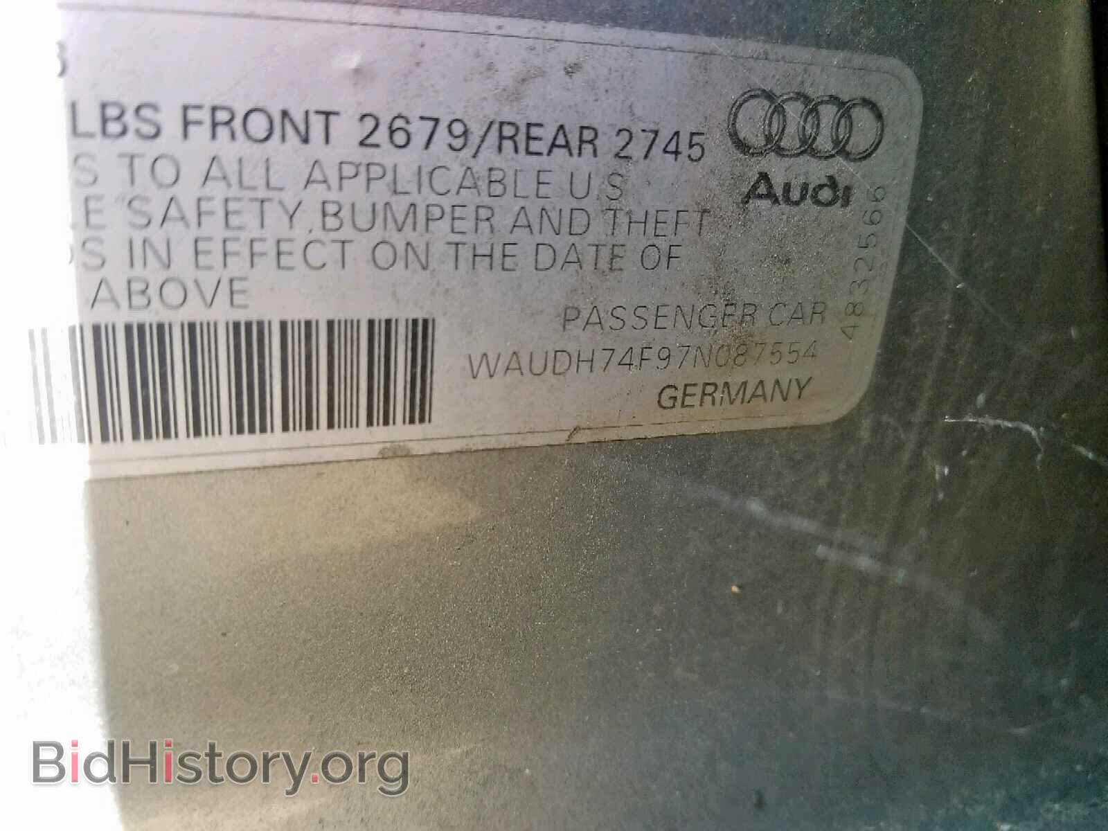 2007 AUDI A6 - VIN: WAUDH74F97N087554 - Фото 10