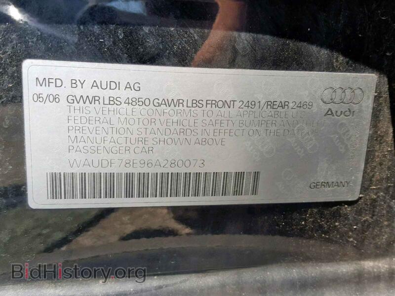 2006 Audi A4 (VIN WAUDF78E96A280073) — фото 10 из 10