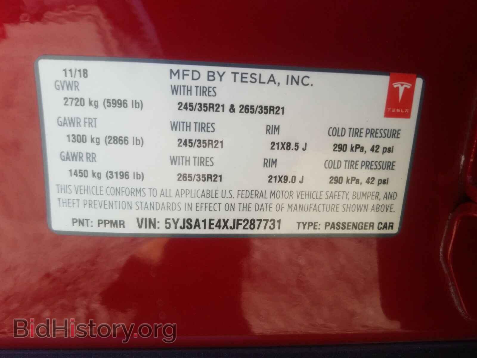 2018 TESLA MODEL S - VIN: 5YJSA1E4XJF287731 - Photo 10
