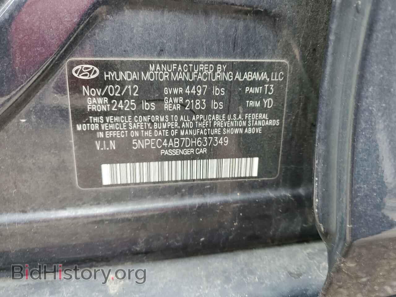 2013 HYUNDAI SONATA - VIN: 5NPEC4AB7DH637349 - Photo 12