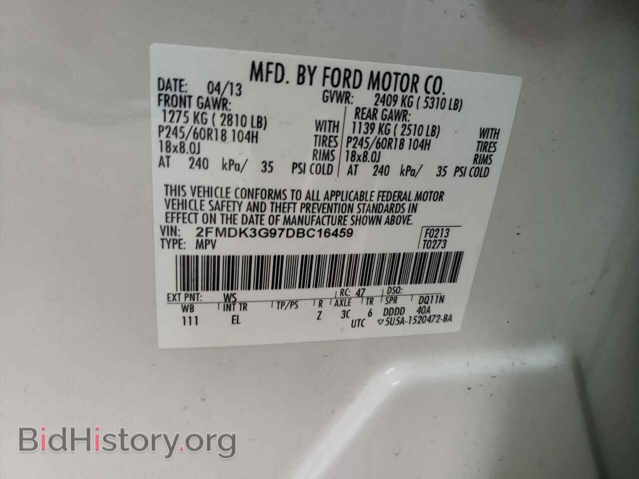 2013 FORD EDGE - VIN: 2FMDK3G97DBC16459 - Photo 10