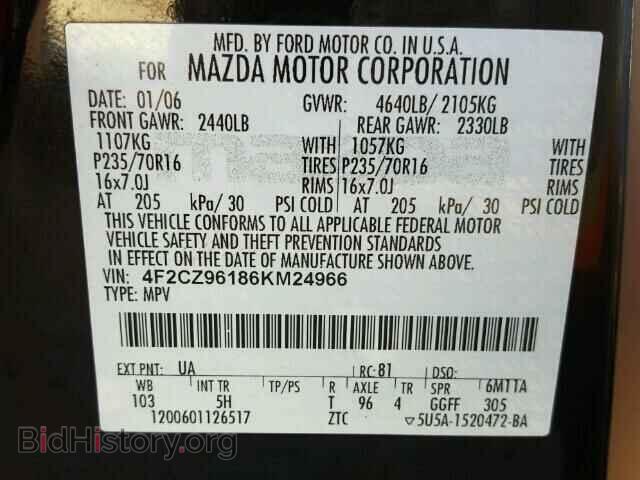 2006 MAZDA TRIBUTE - VIN: 4F2CZ96186KM24966 - Фото 10