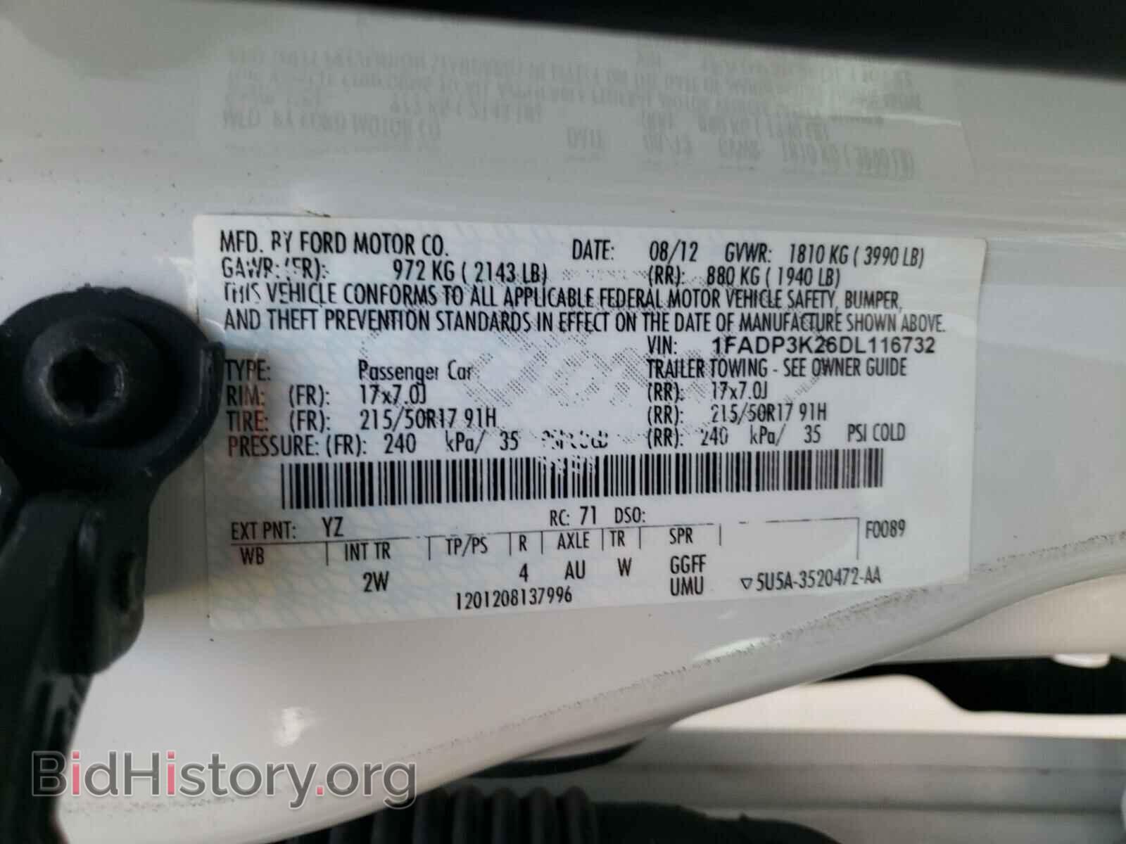 2013 FORD FOCUS - VIN: 1FADP3K26DL116732 - Фото 10