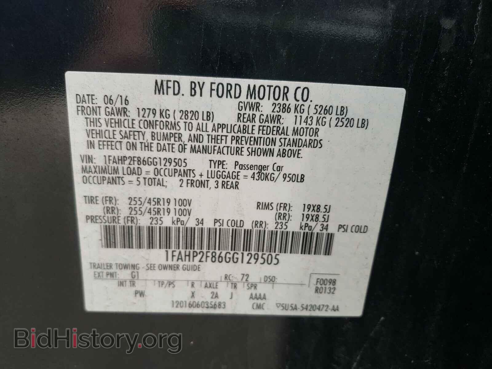 2016 FORD TAURUS - VIN: 1FAHP2F86GG129505 - Фото 10