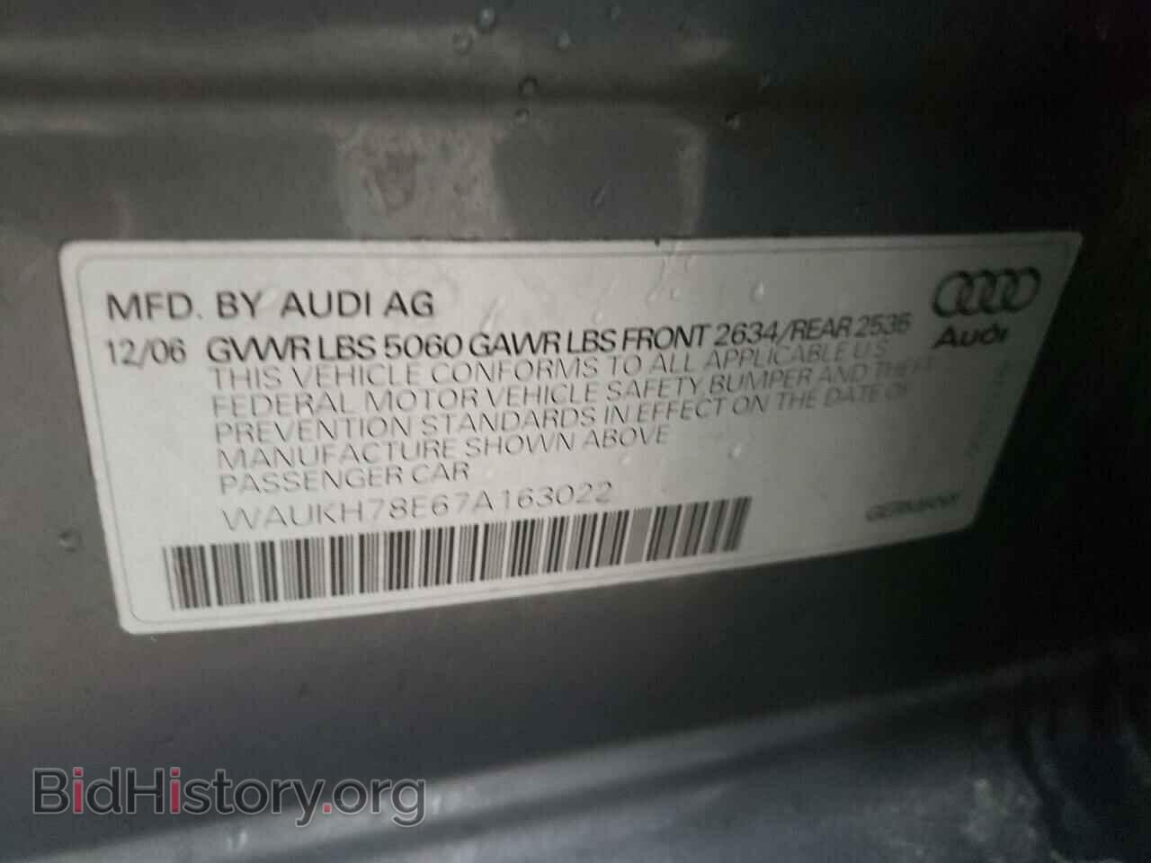 2007 AUDI A4 - VIN: WAUKH78E67A163022 - Фото 10
