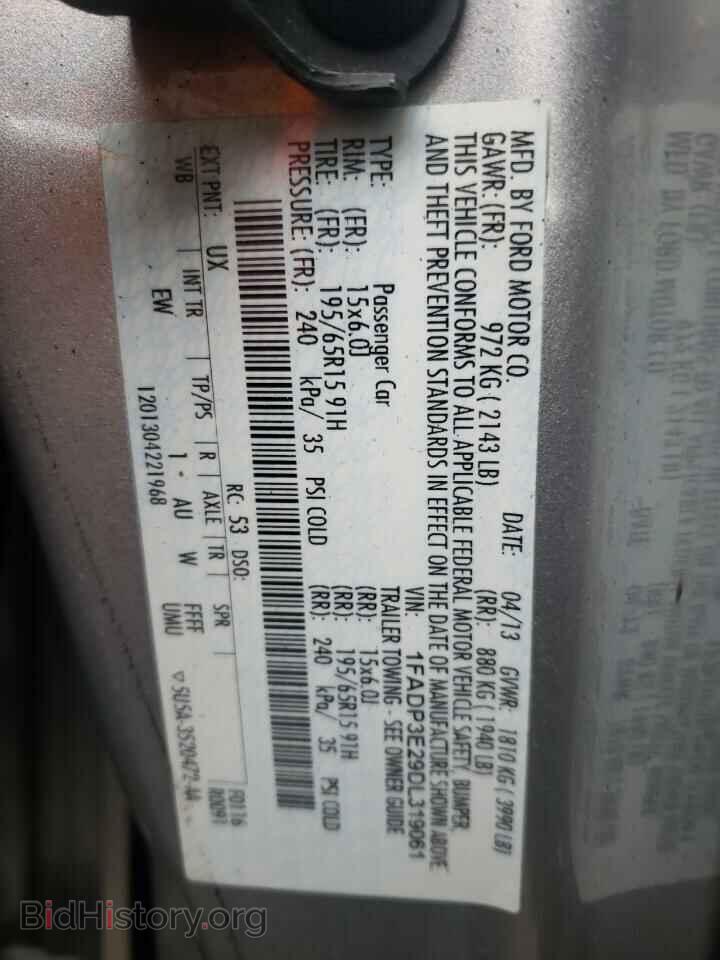 2013 FORD FOCUS - VIN: 1FADP3E29DL319061 - Фото 10