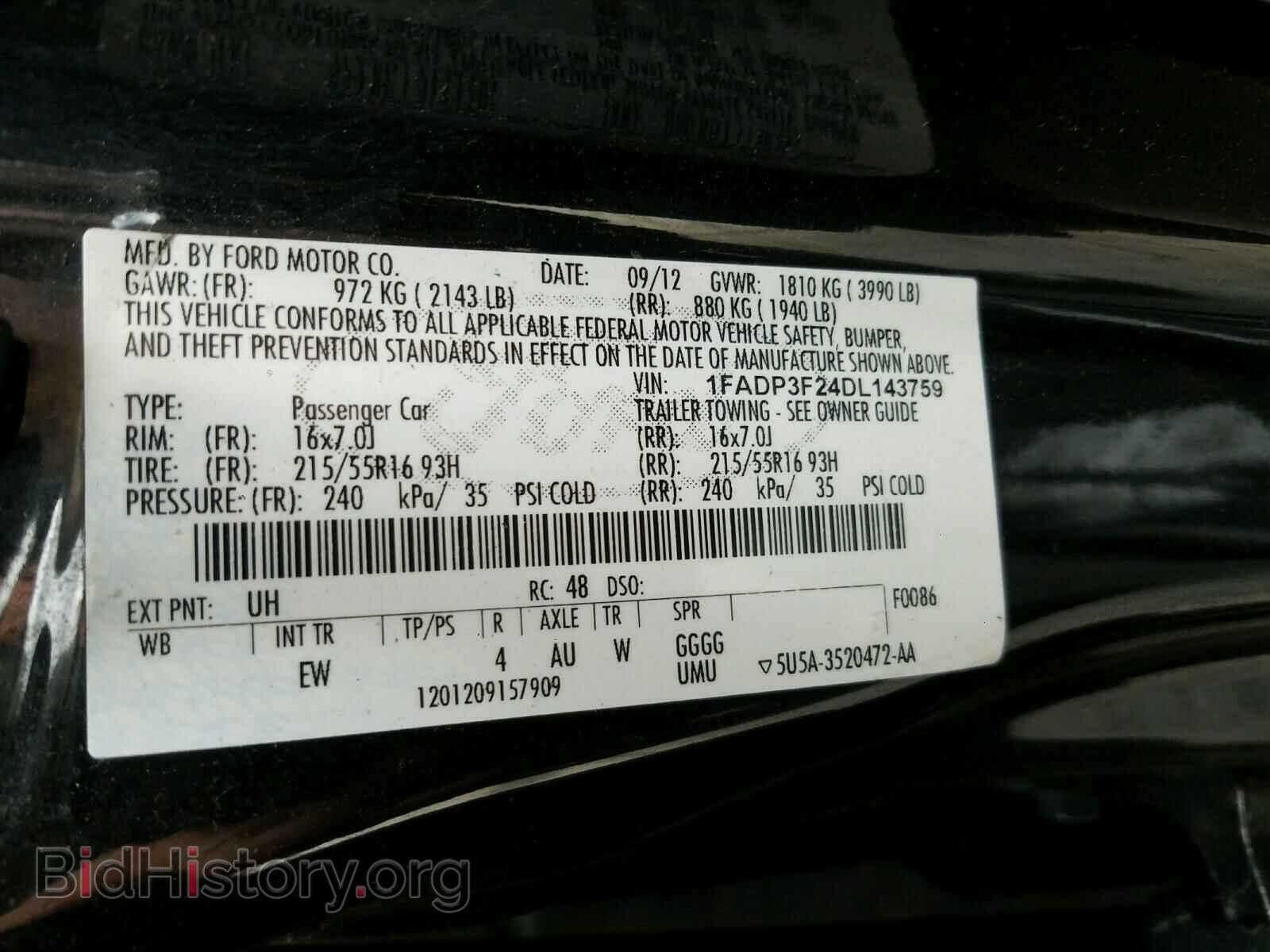 2013 FORD FOCUS - VIN: 1FADP3F24DL143759 - Фото 10
