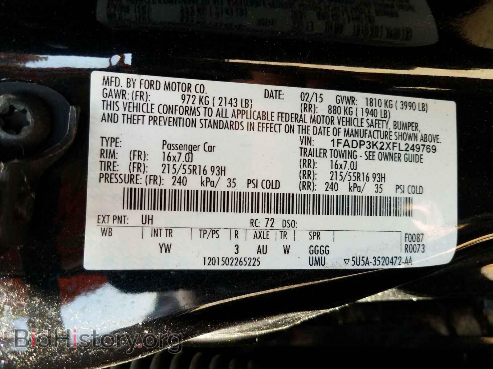2015 FORD FOCUS - VIN: 1FADP3K2XFL249769 - Фото 10