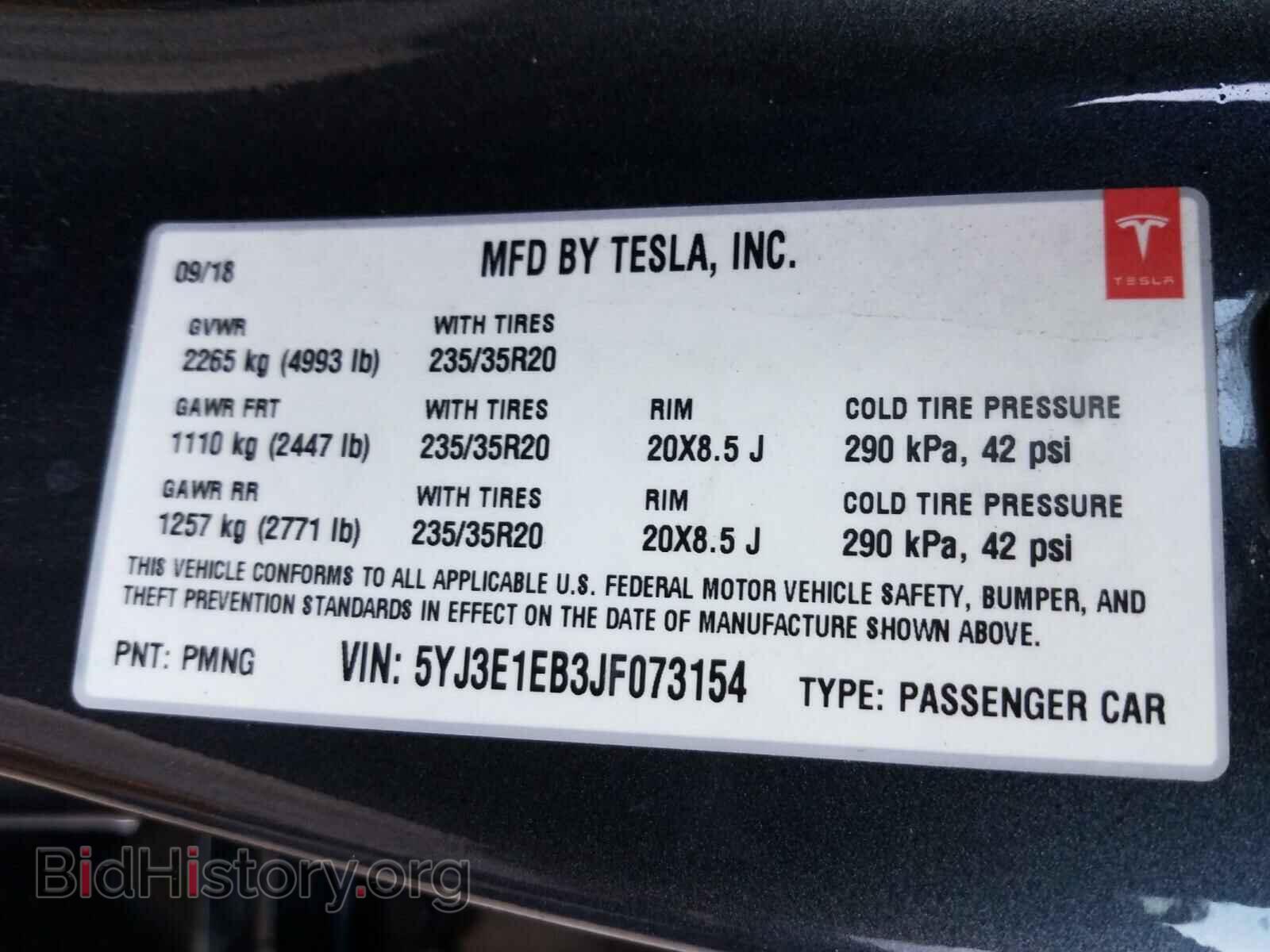 2018 TESLA MODEL 3 - VIN: 5YJ3E1EB3JF073154 - Photo 10