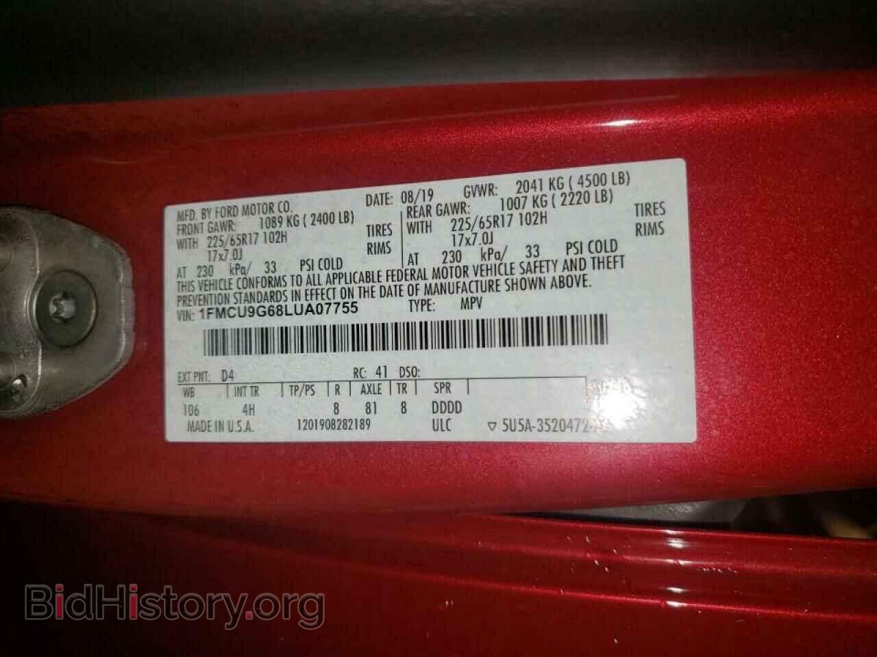 2020 FORD ESCAPE - VIN: 1FMCU9G68LUA07755 - Photo 10