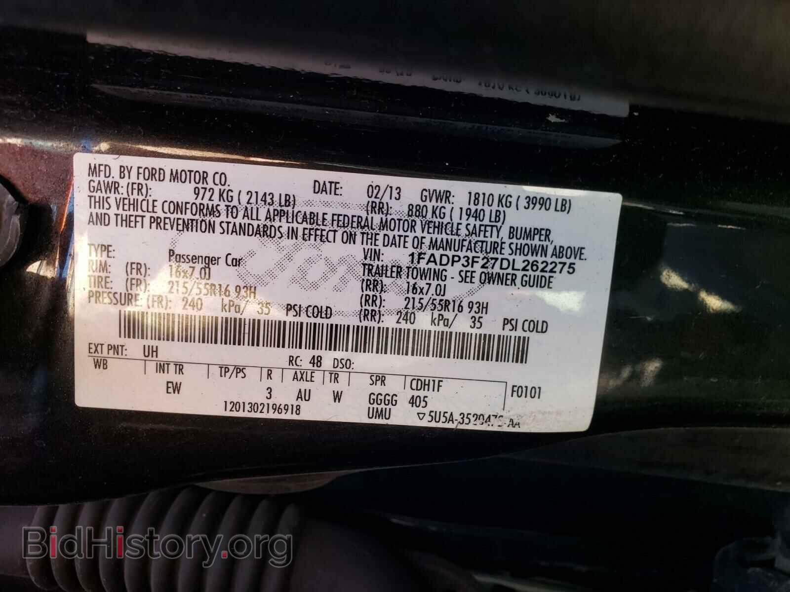 2013 FORD FOCUS - VIN: 1FADP3F27DL262275 - Фото 10