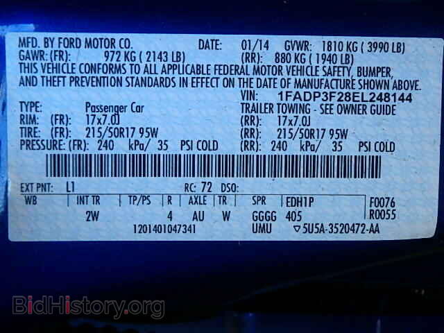 2014 FORD FOCUS - VIN: 1FADP3F28EL248144 - Фото 9