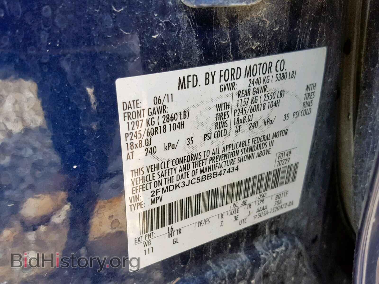 2011 FORD EDGE SEL - VIN: 2FMDK3JC5BBB47434 - Photo 10