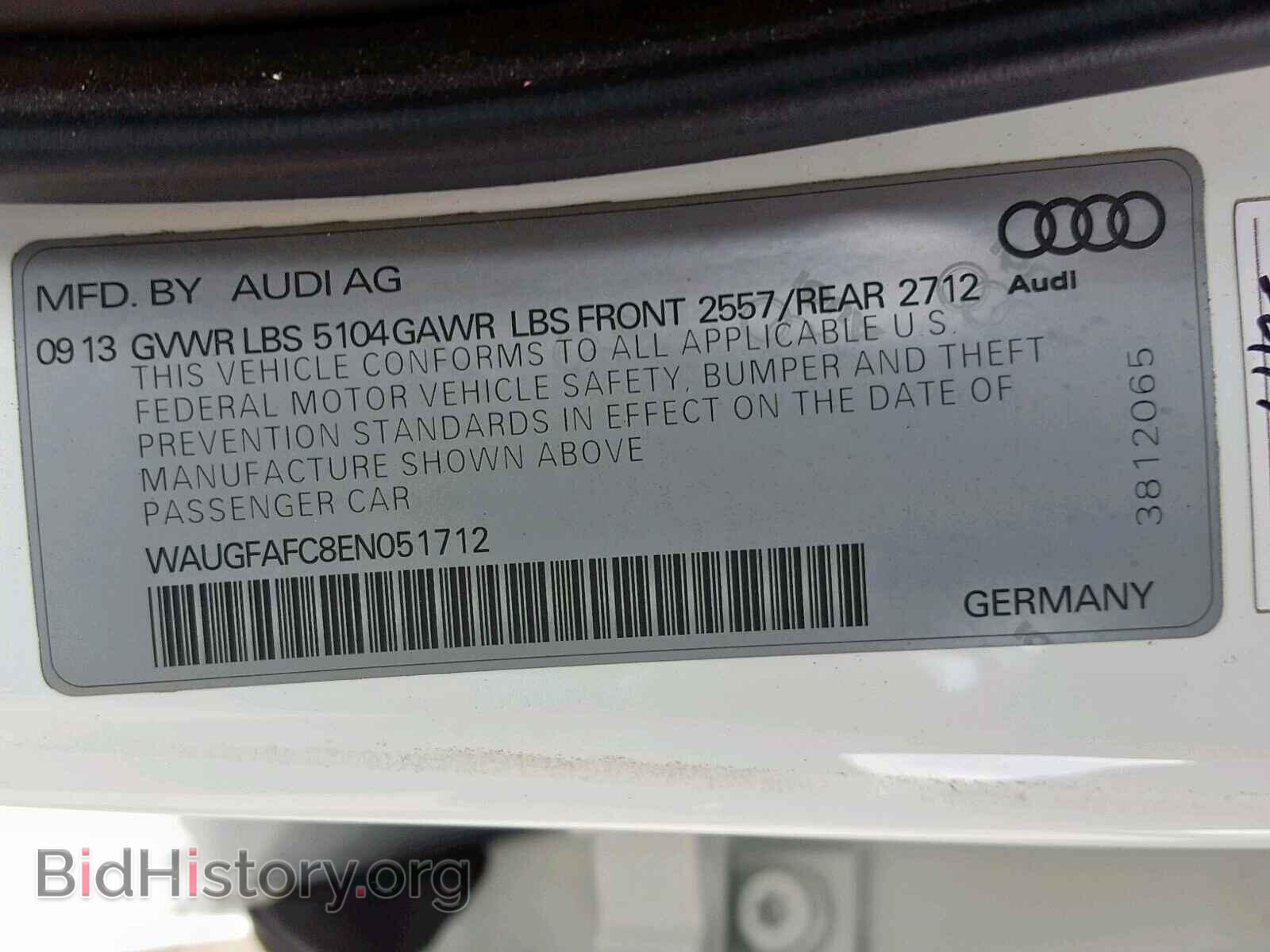 2014 AUDI A6 - VIN: WAUGFAFC8EN051712 - Фото 10