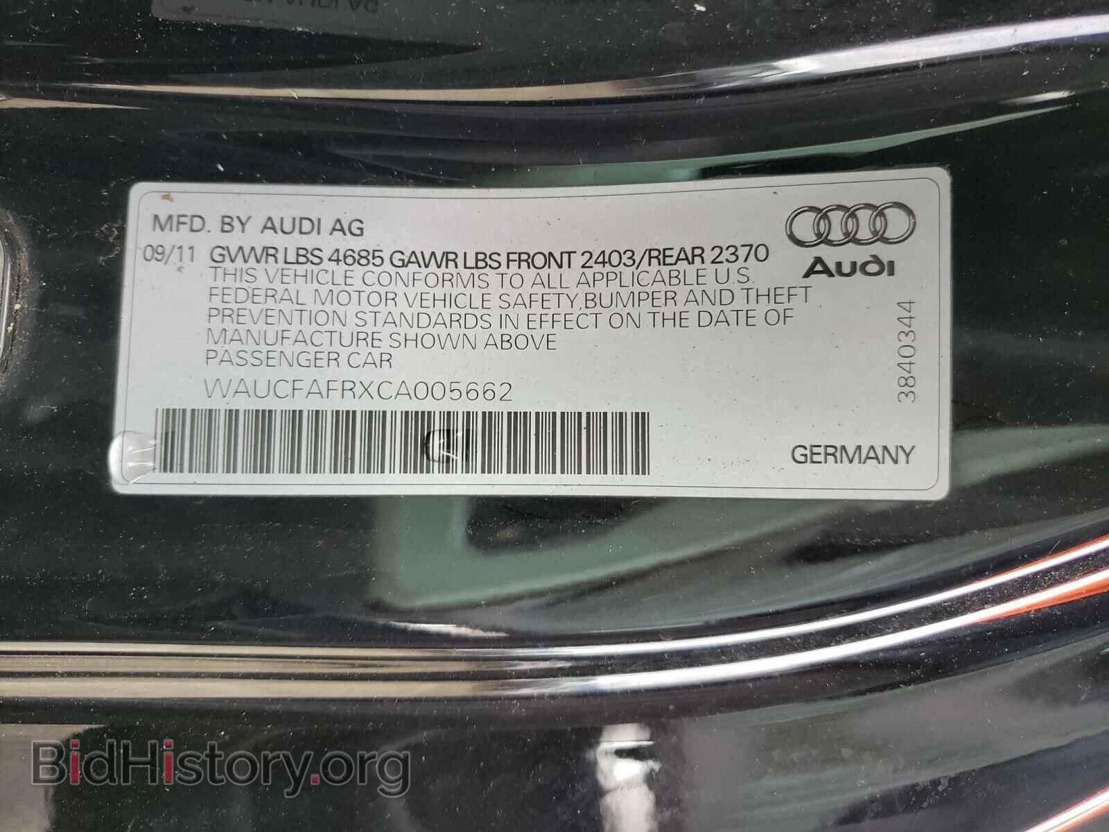 2012 AUDI A5 - VIN: WAUCFAFRXCA005662 - Фото 10