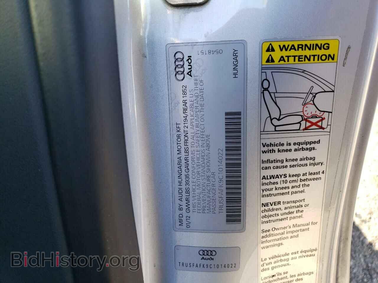 2012 AUDI TT - VIN: TRUSFAFK9C1014022 - Фото 12