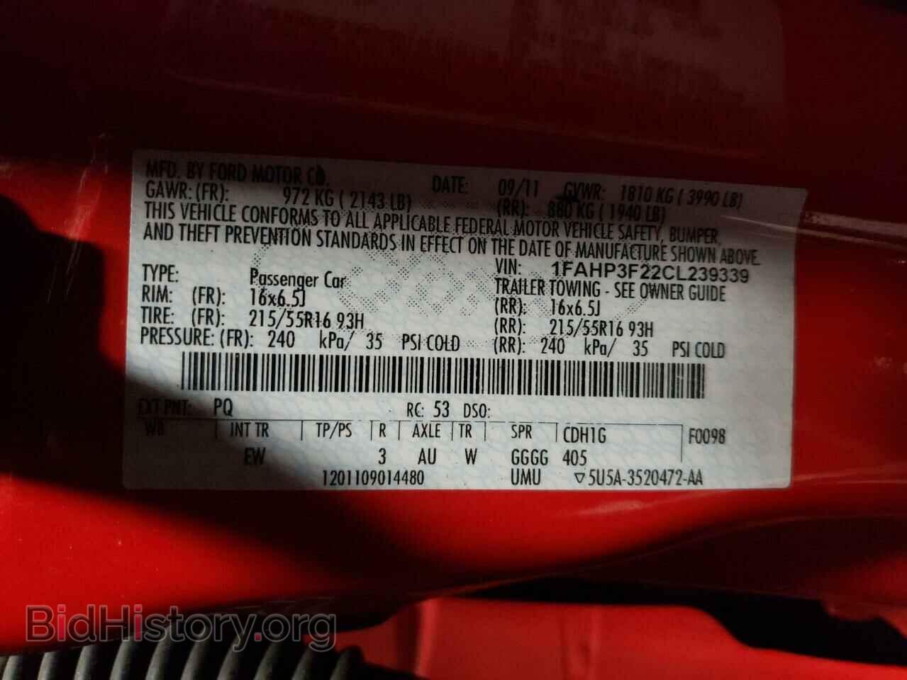 2012 FORD FOCUS - VIN: 1FAHP3F22CL239339 - Фото 10