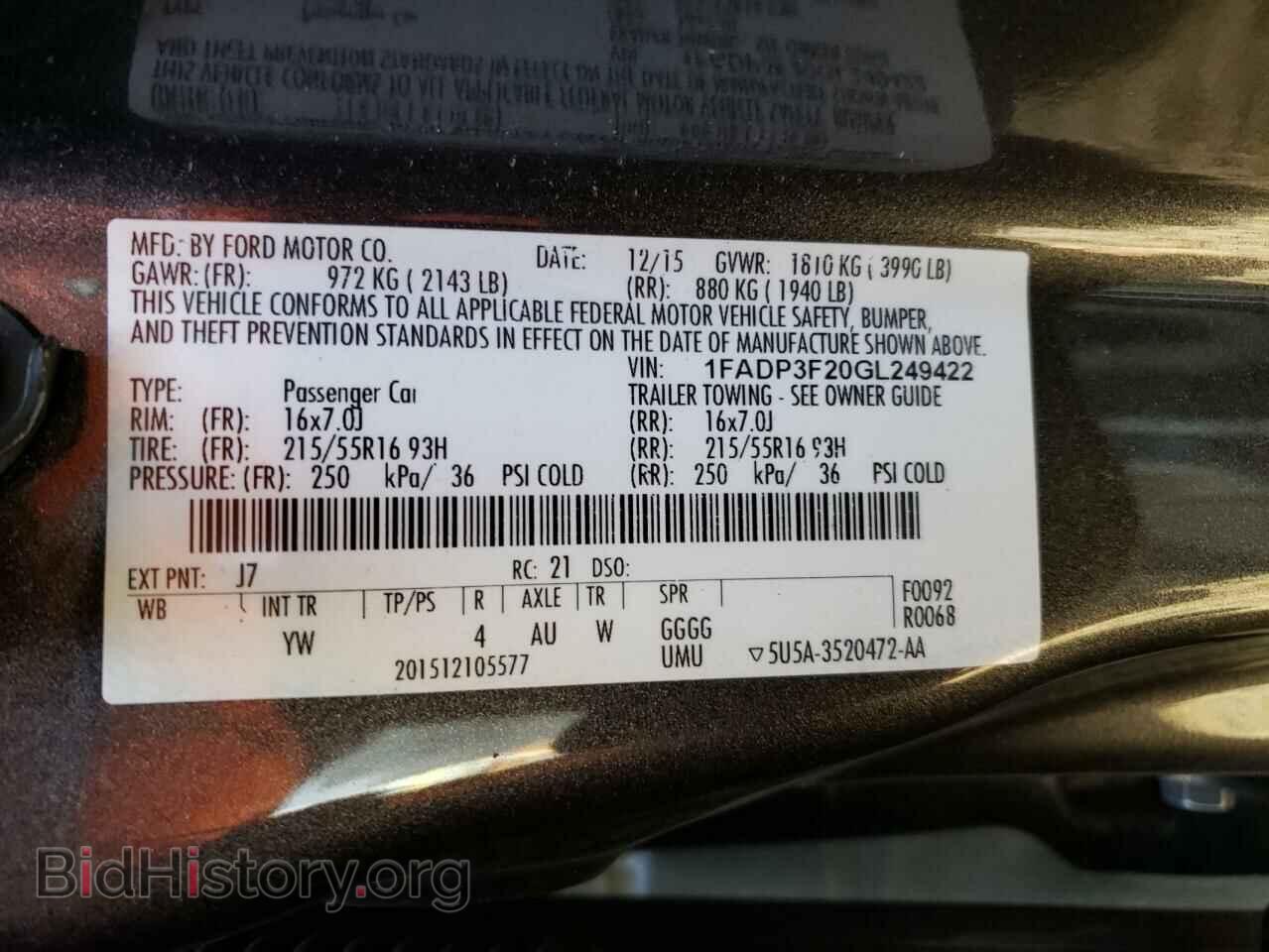 2016 FORD FOCUS - VIN: 1FADP3F20GL249422 - Фото 12