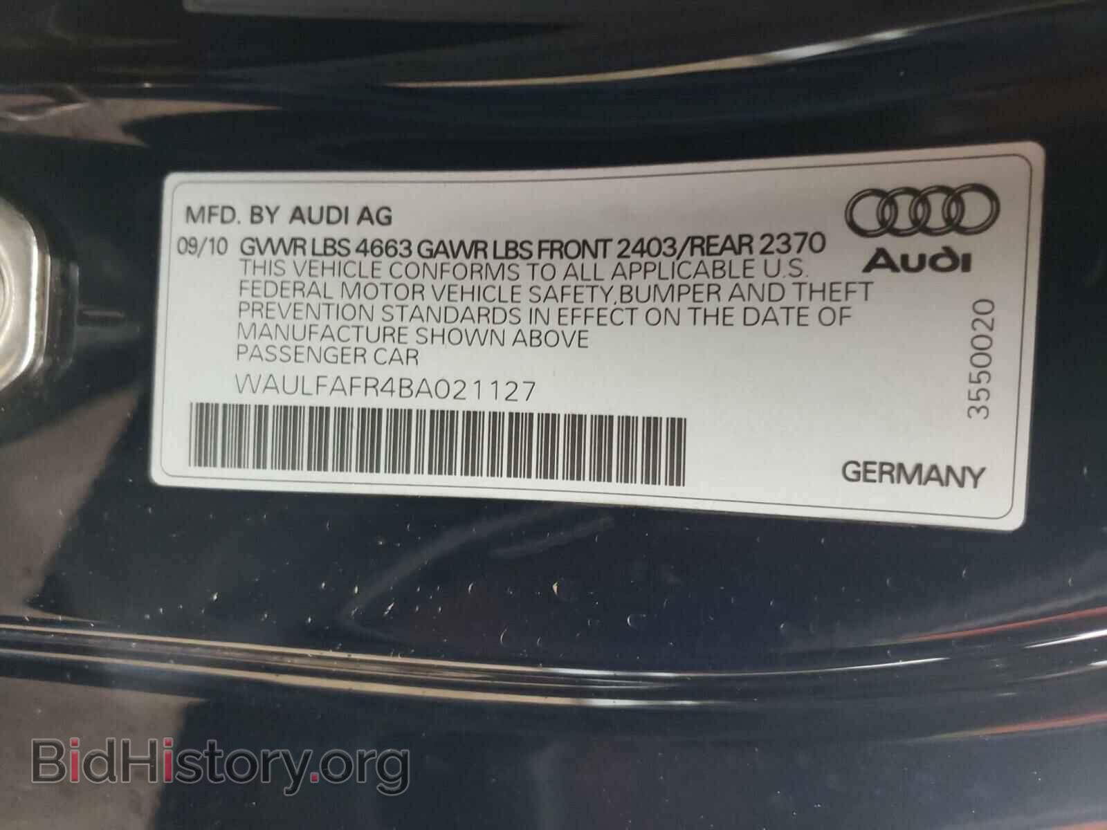 2011 AUDI A5 - VIN: WAULFAFR4BA021127 - Фото 10