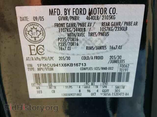 2006 FORD ESCAPE - VIN: 1FMCU941X6KB16713 - Фото 10