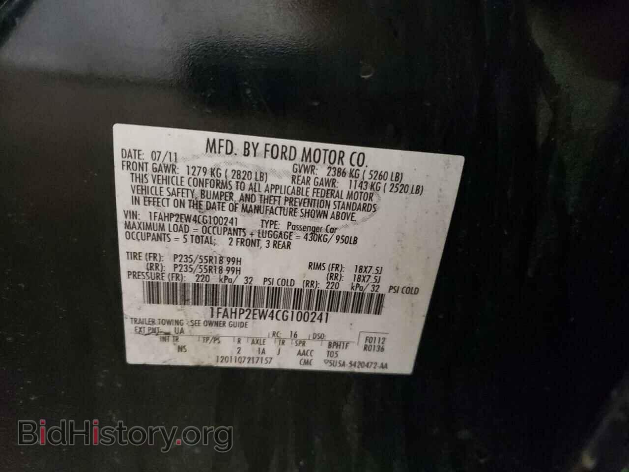 2012 FORD TAURUS - VIN: 1FAHP2EW4CG100241 - Photo 10