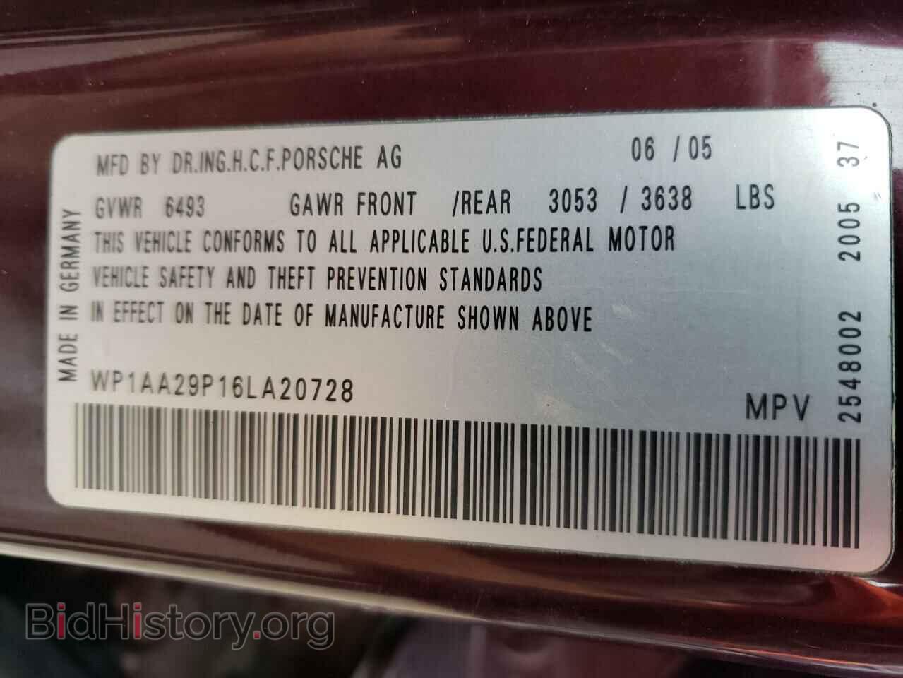 2006 PORSCHE CAYENNE - VIN: WP1AA29P16LA20728 - Фото 10