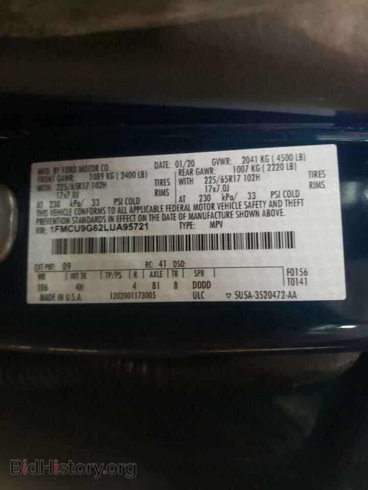 2020 FORD ESCAPE - VIN: 1FMCU9G62LUA95721 - Photo 10