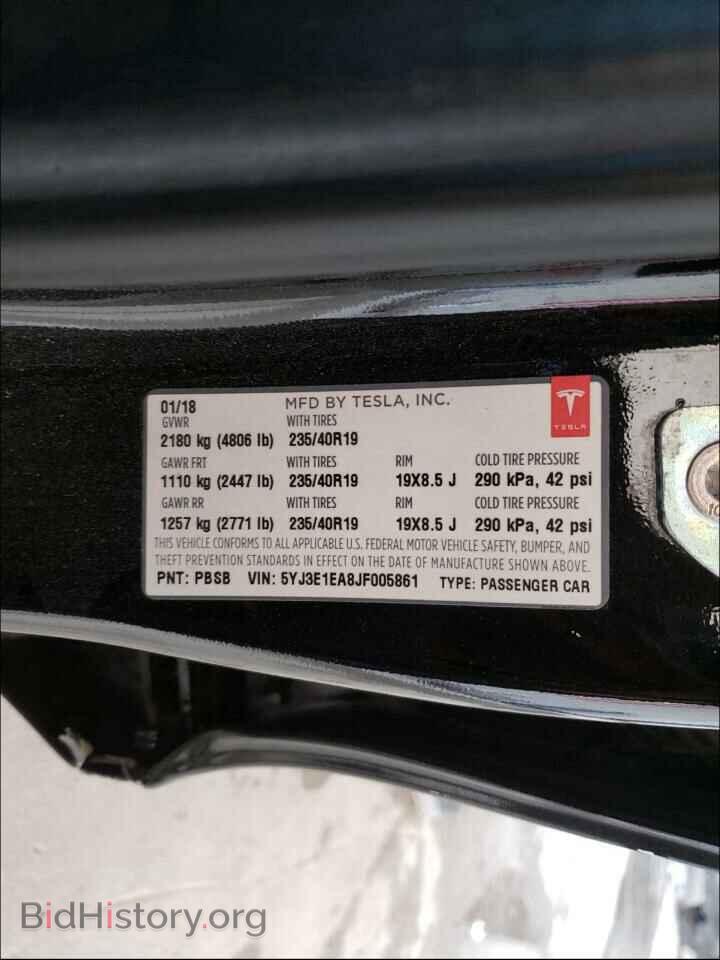 2018 TESLA MODEL 3 - VIN: 5YJ3E1EA8JF005861 - Фото 10