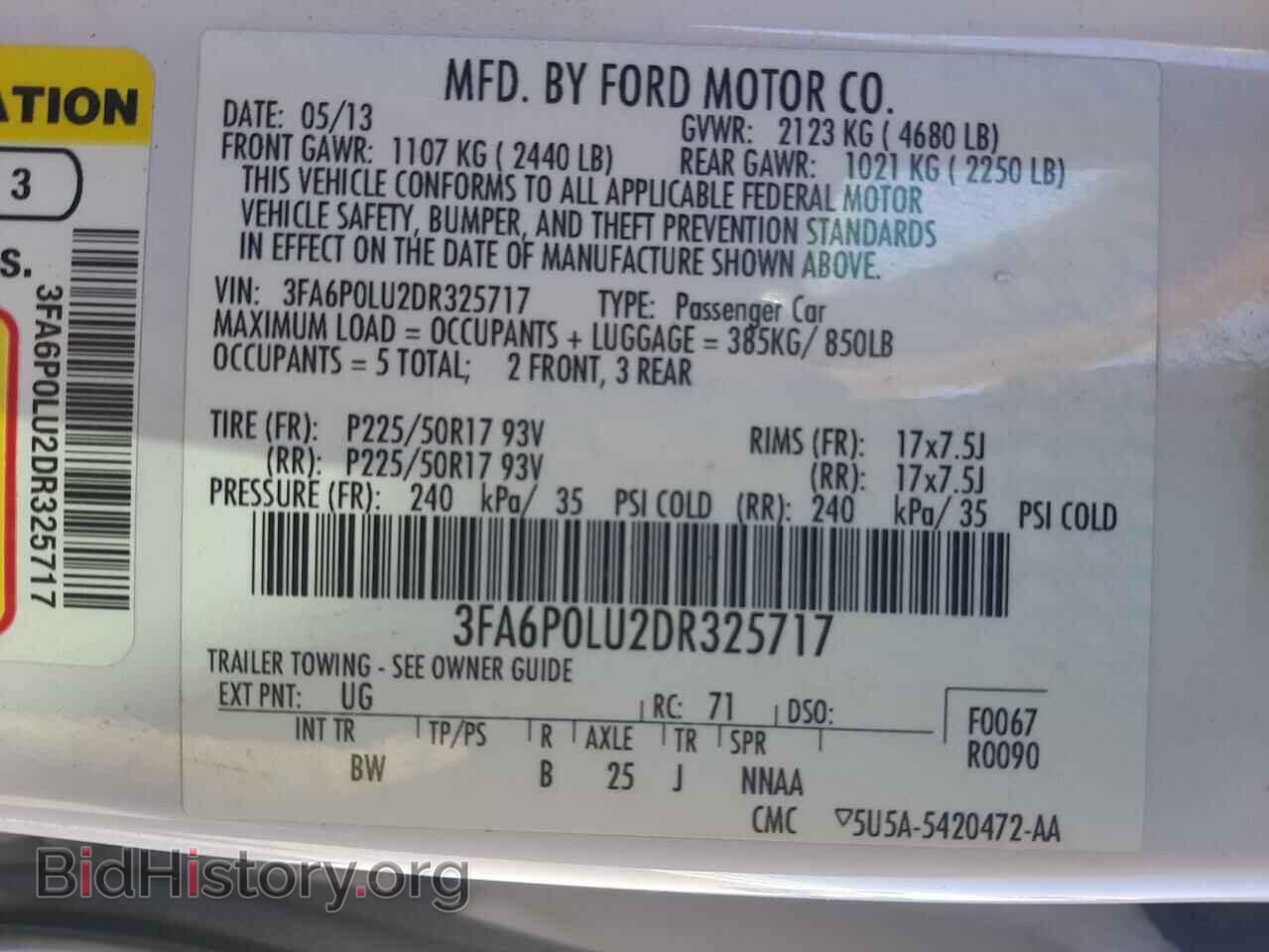 2013 FORD FUSION - VIN: 3FA6P0LU2DR325717 - Фото 10