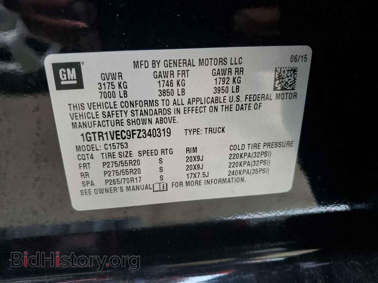 2015 GMC SIERRA - VIN: 1GTR1VEC9FZ340319 - Photo 12