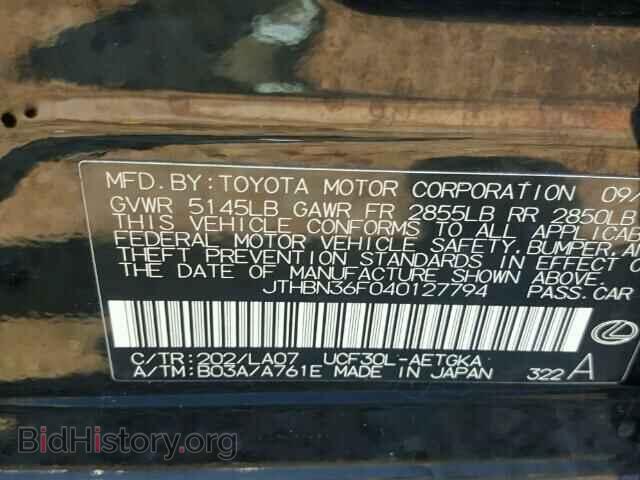 2004 LEXUS LS - VIN: JTHBN36F040127794 - Photo 10