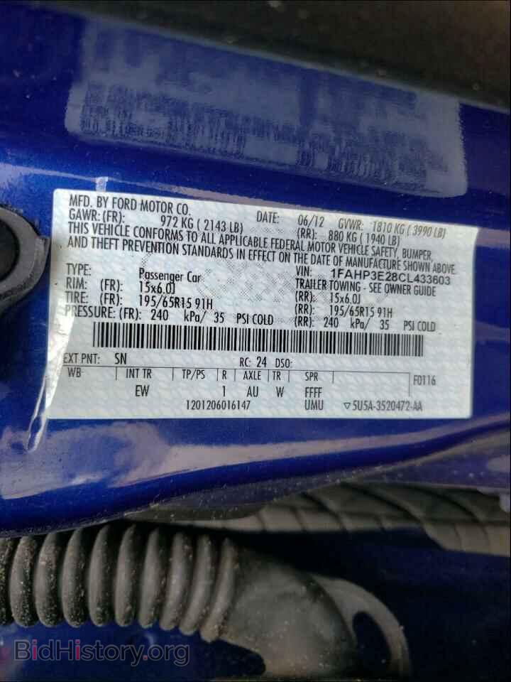 2012 FORD FOCUS - VIN: 1FAHP3E28CL433603 - Фото 10